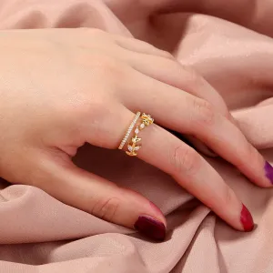 R650 - Inlaid Zircon Adjustable Ring