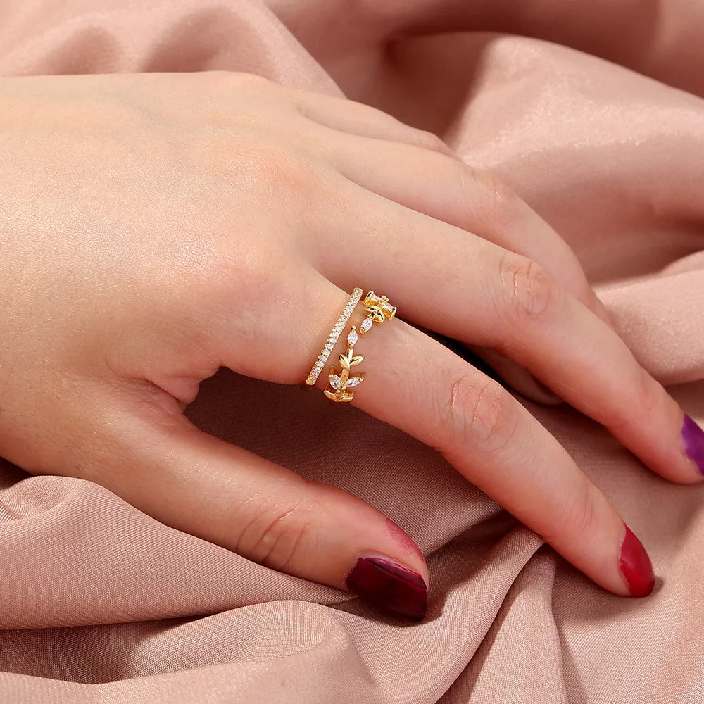 R650 - Inlaid Zircon Adjustable Ring