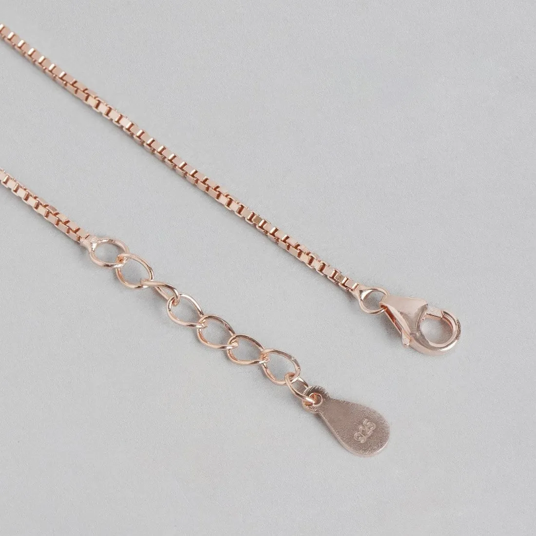 Radiant Heart Sparkle CZ Rose Gold Plated 925 Sterling Silver Women's Anklet