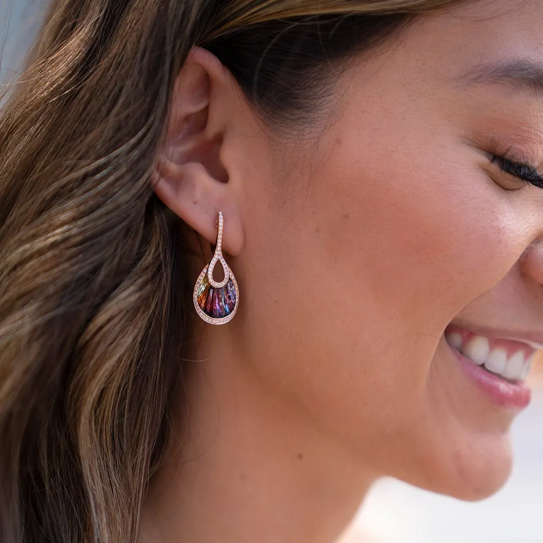 Rainbow Mixed Gemstone & Diamond Dangle Earrings