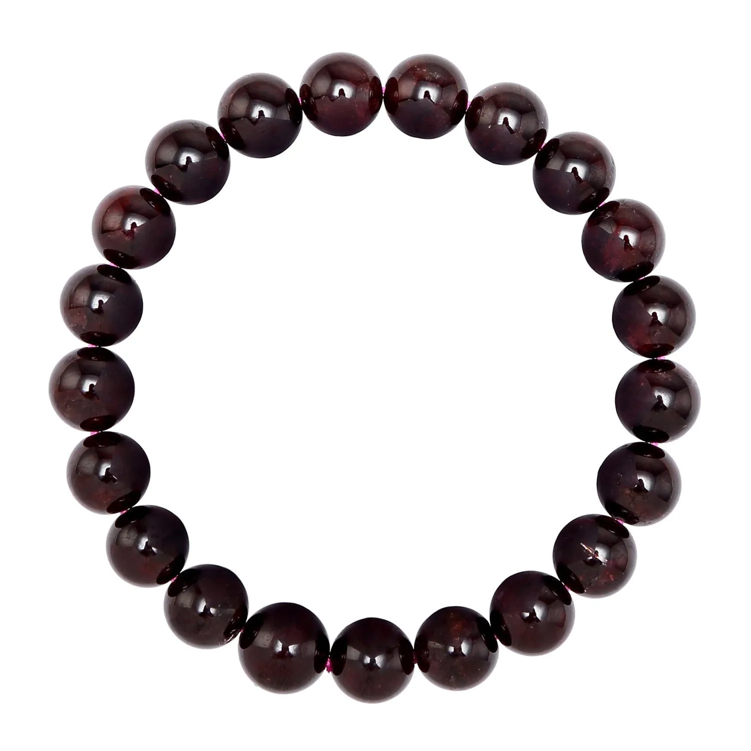 Red Garnet Bracelet Smooth Round Size 10mm 8mm 7.5" Length