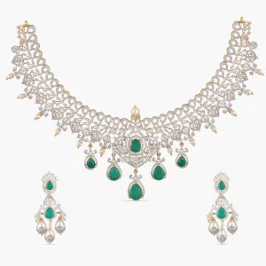 Ridhi CZ Silver Necklace Set