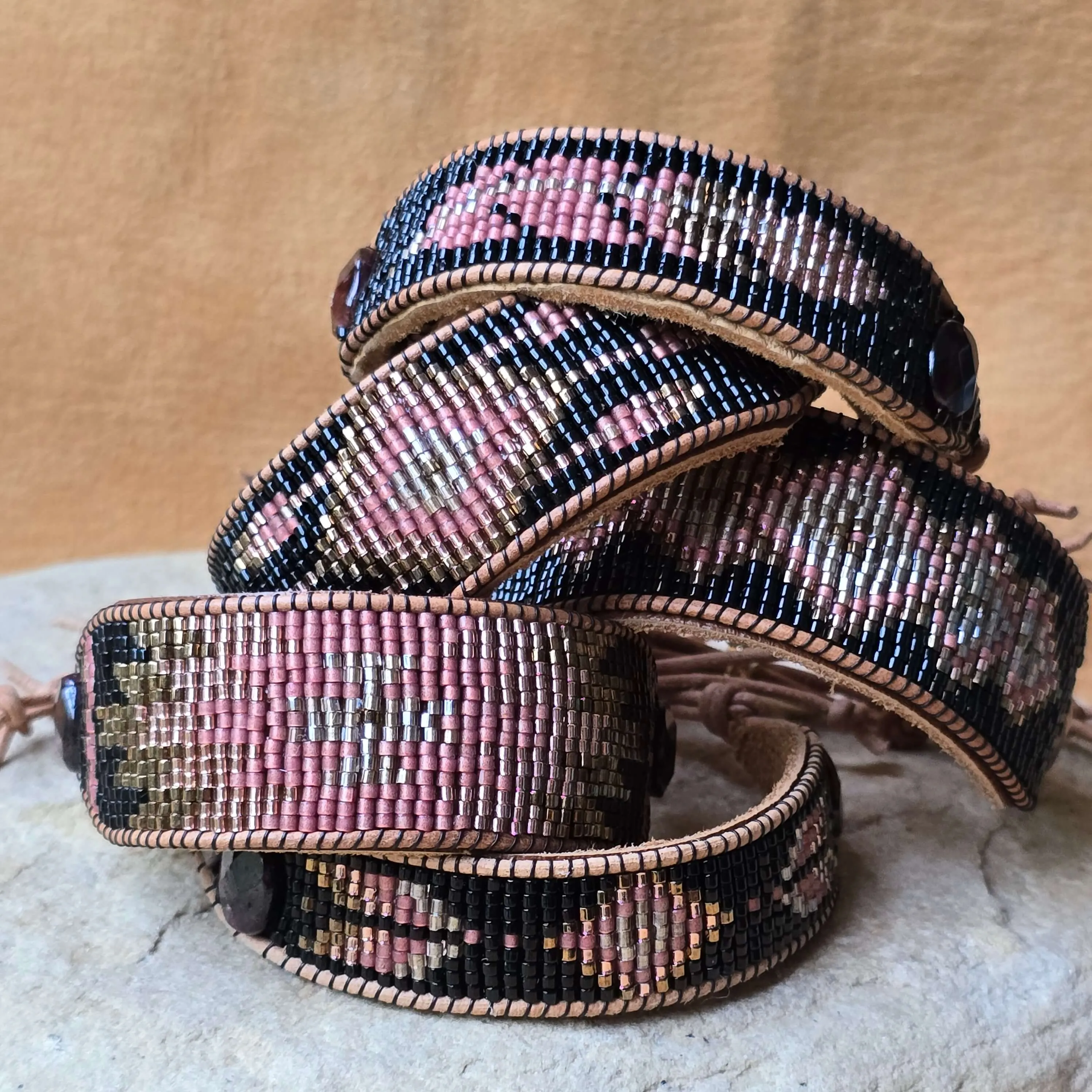 Rooted Radiance Fifth Dimension Garnet Large Beaded Cuff Bracelet
