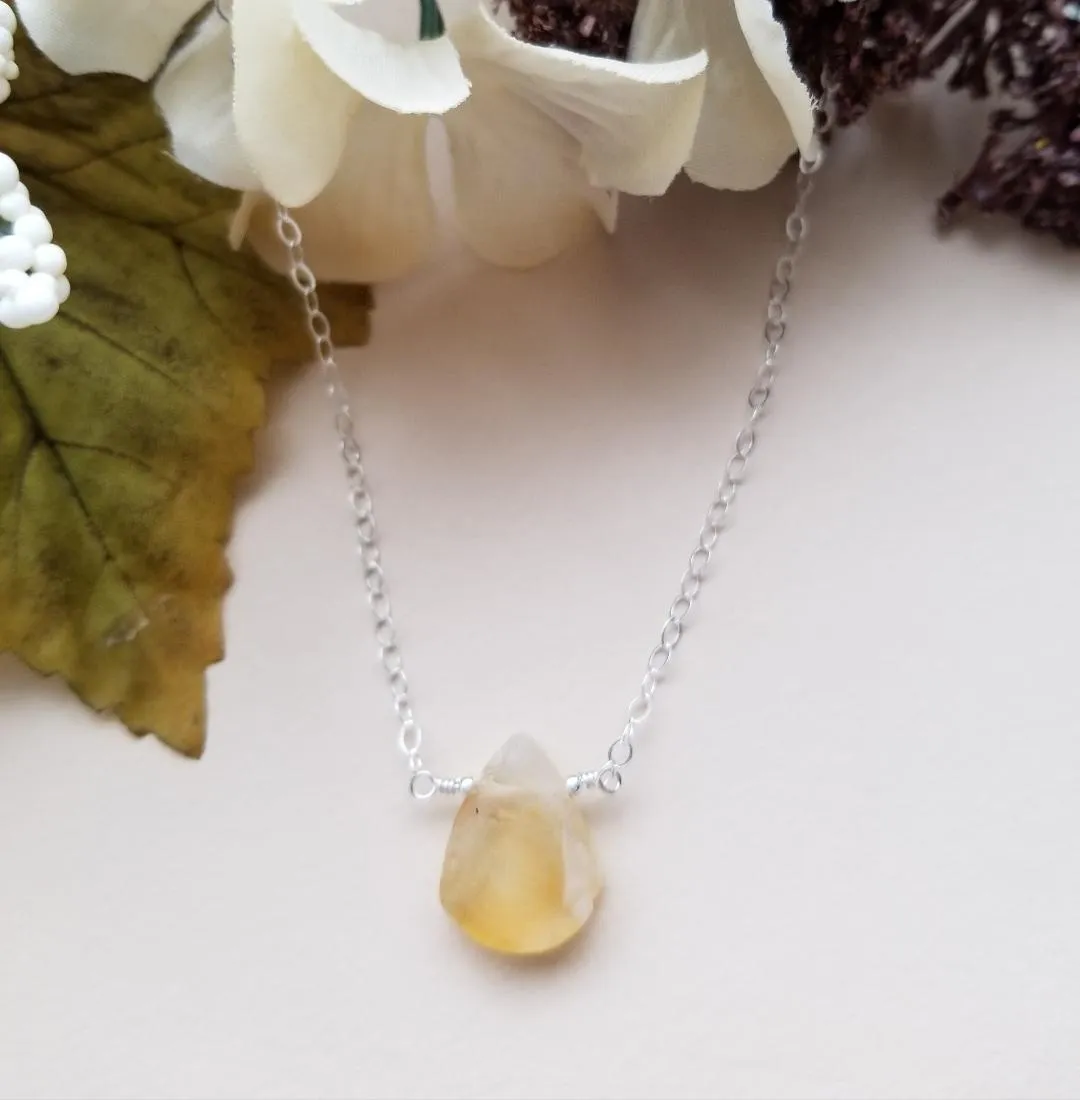 Rough Cut Citrine Crystal Necklace