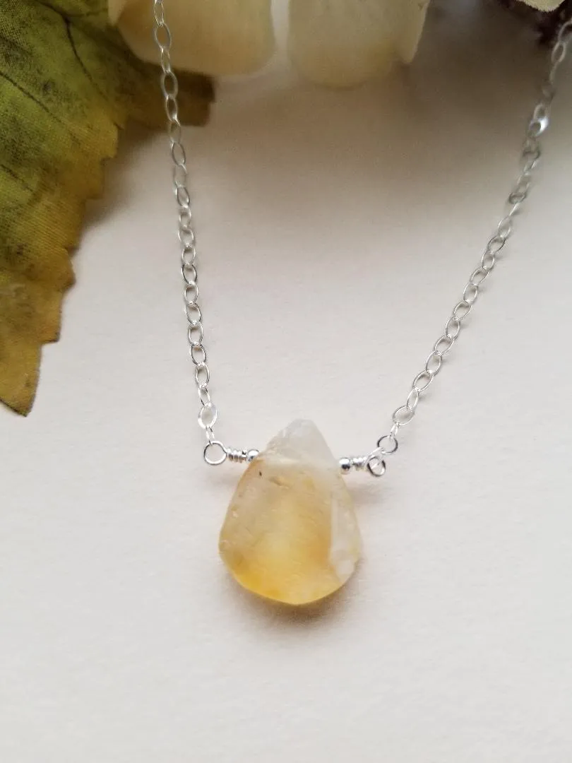Rough Cut Citrine Crystal Necklace