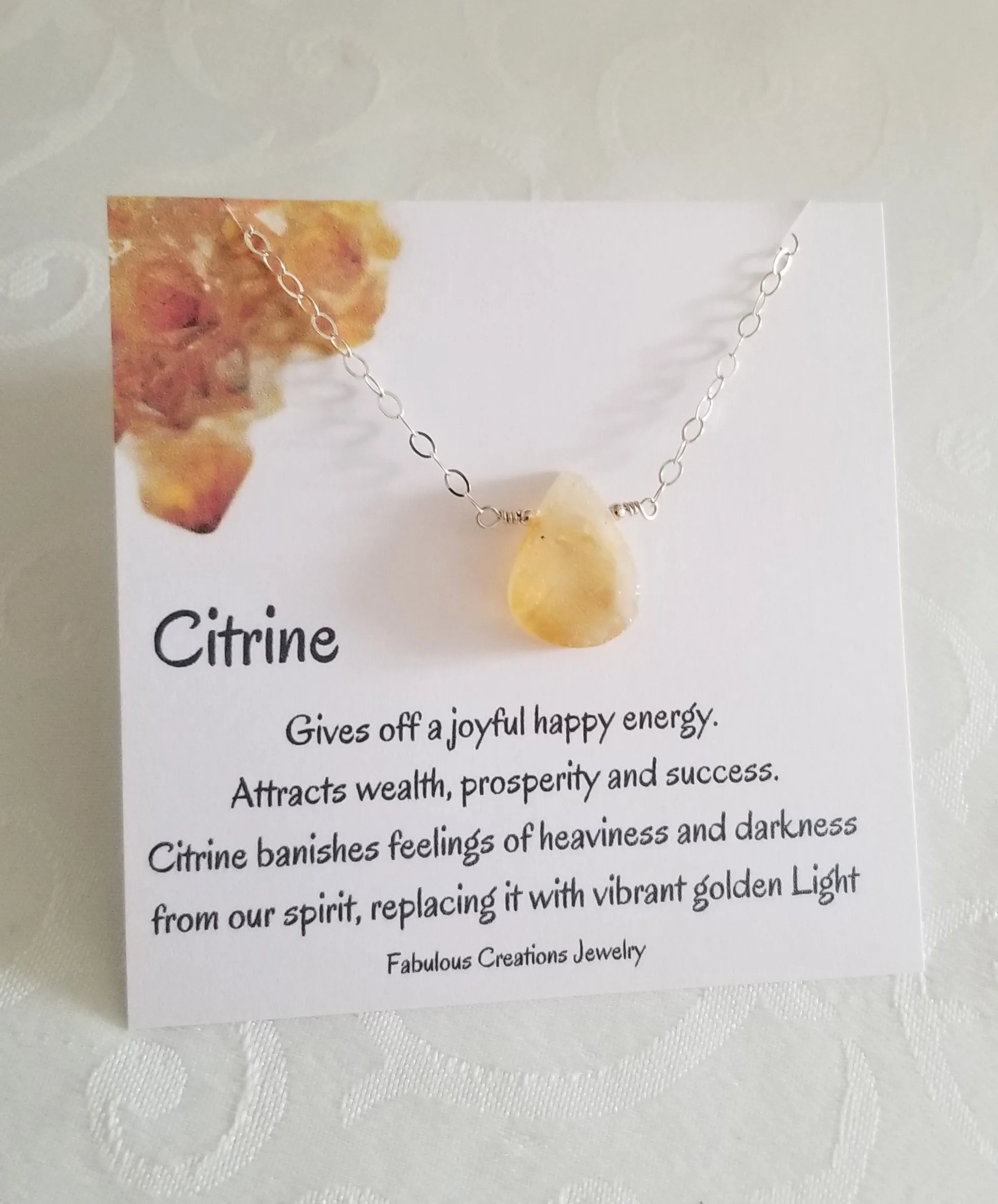 Rough Cut Citrine Crystal Necklace