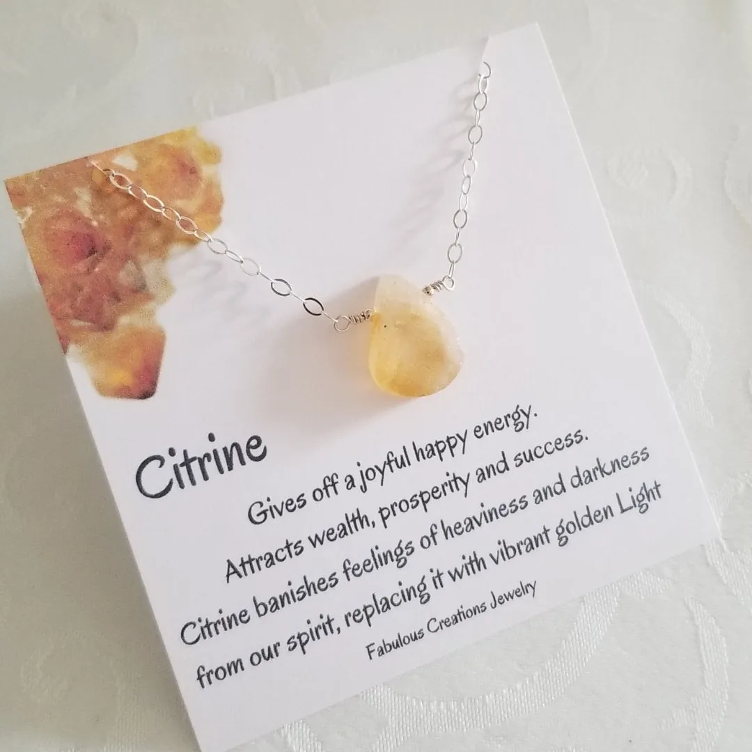 Rough Cut Citrine Crystal Necklace
