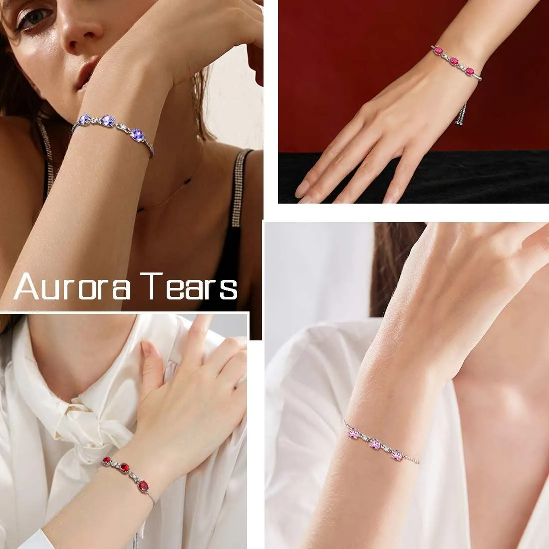 Round Birthstone January Garnet Bracelet Women Girls Jewelry Birthday Gift Sterling Silver