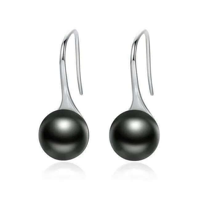 Round Pure Pearl Drop Earrings - Hannaca