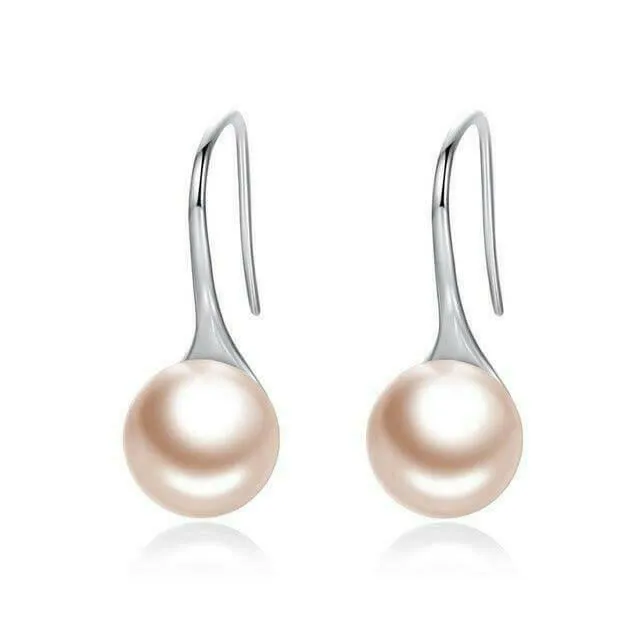 Round Pure Pearl Drop Earrings - Hannaca