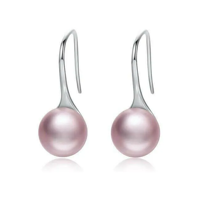 Round Pure Pearl Drop Earrings - Hannaca