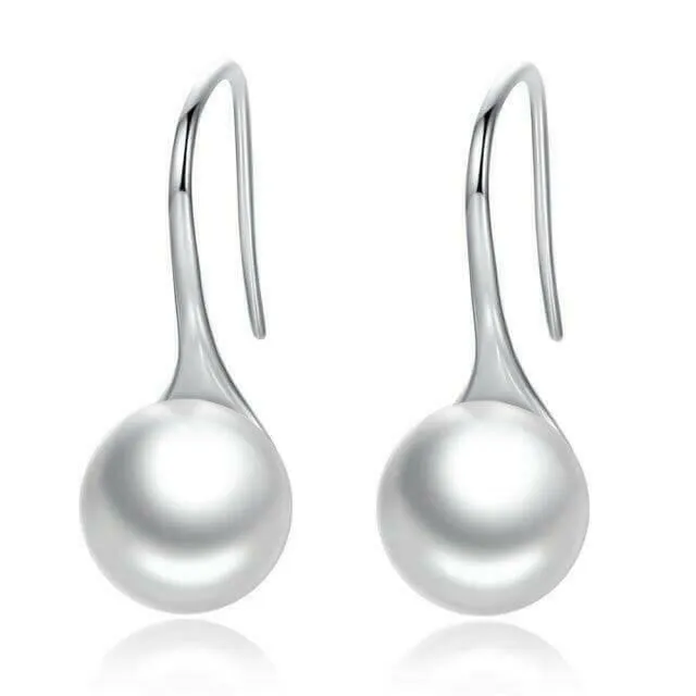 Round Pure Pearl Drop Earrings - Hannaca