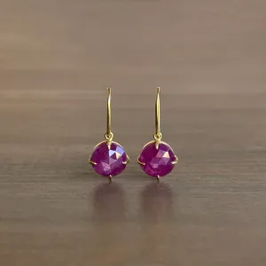 Round Rose Cut Ruby Earrings