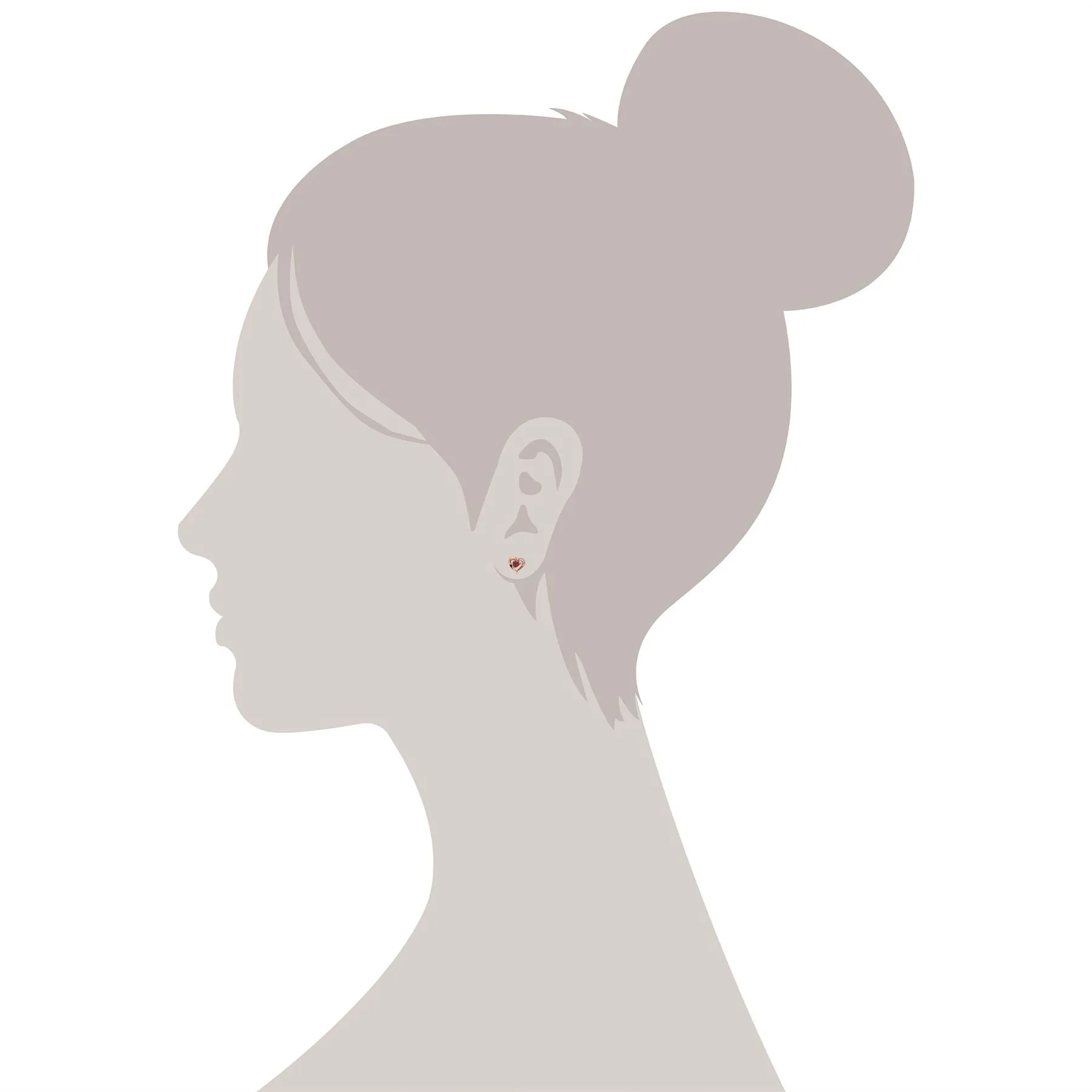 Rubin Ohrringe, 9 Karat Rosegold Natürliche Rubin & Diamant Herz Ohrstecker