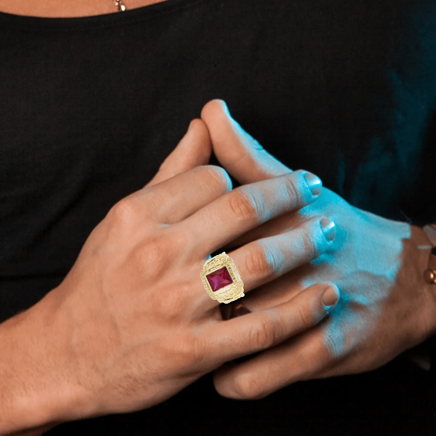 Ruby 10K Gold Mens Ring | 7.1 Grams