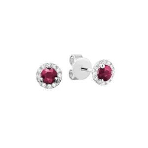 Ruby & Diamond Halo Earrings