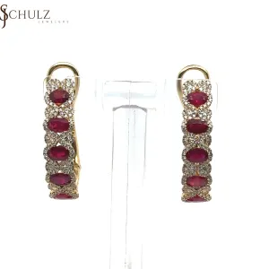 Ruby & Diamond Hoop Earrings