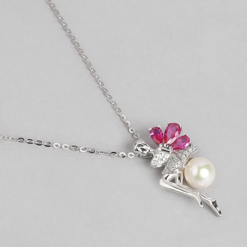 Ruby Clover Lady 925 Sterling Silver CZ Necklace