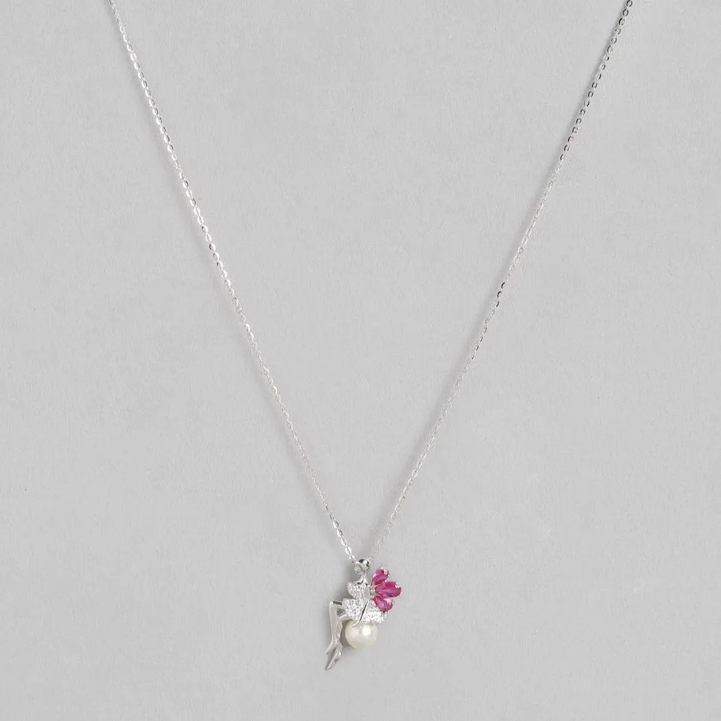 Ruby Clover Lady 925 Sterling Silver CZ Necklace