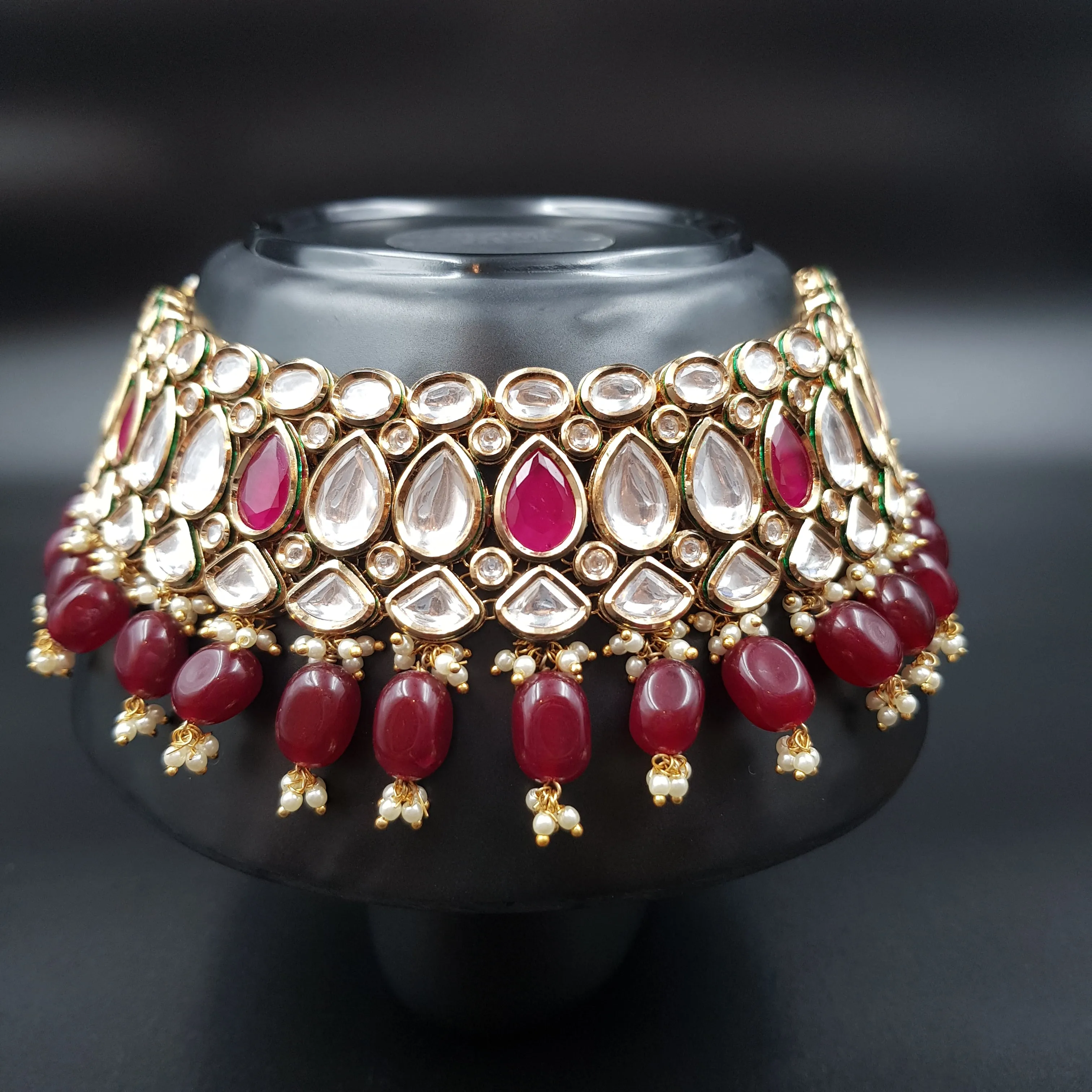 Ruby Kundan Choker Set  13963-1054