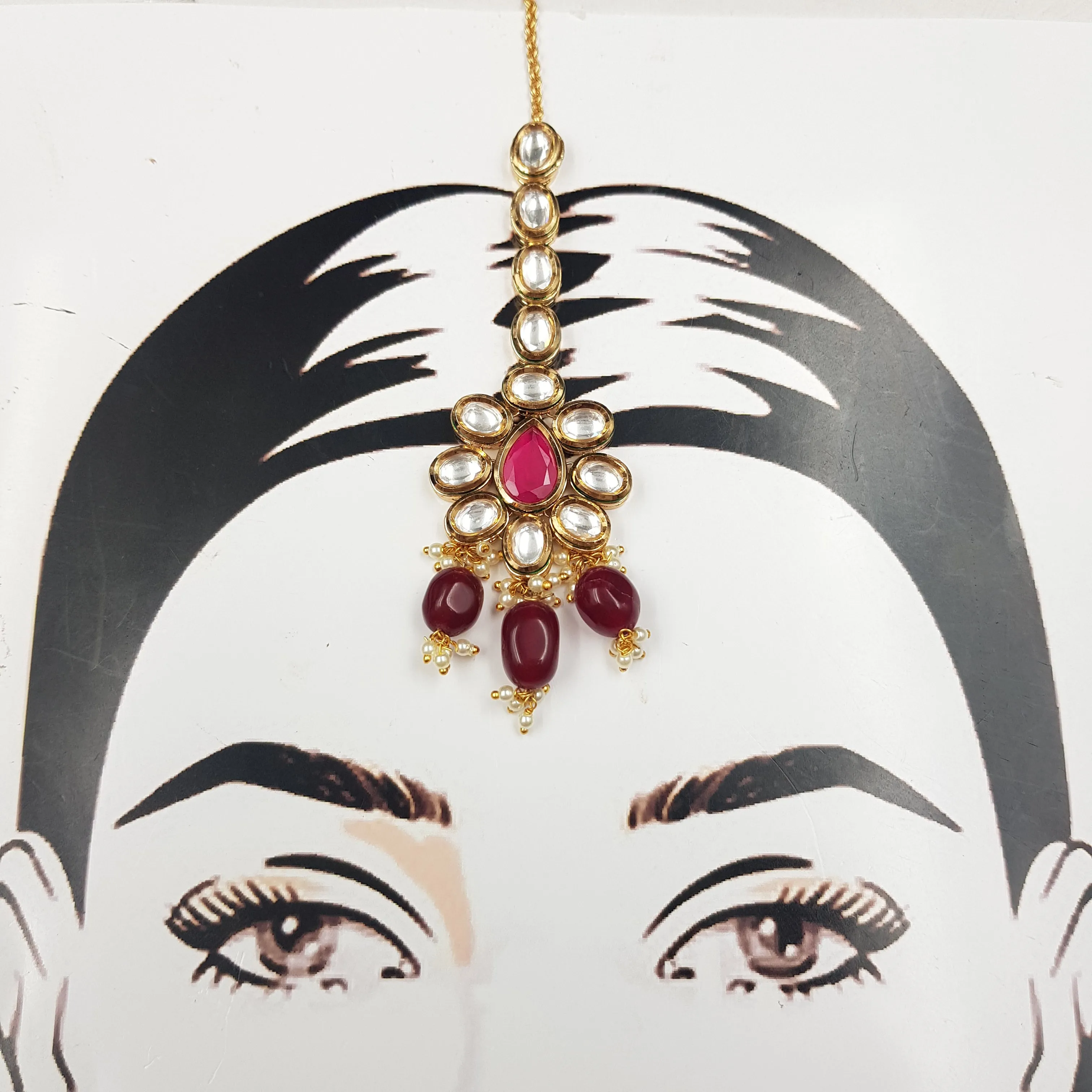 Ruby Kundan Choker Set  13963-1054