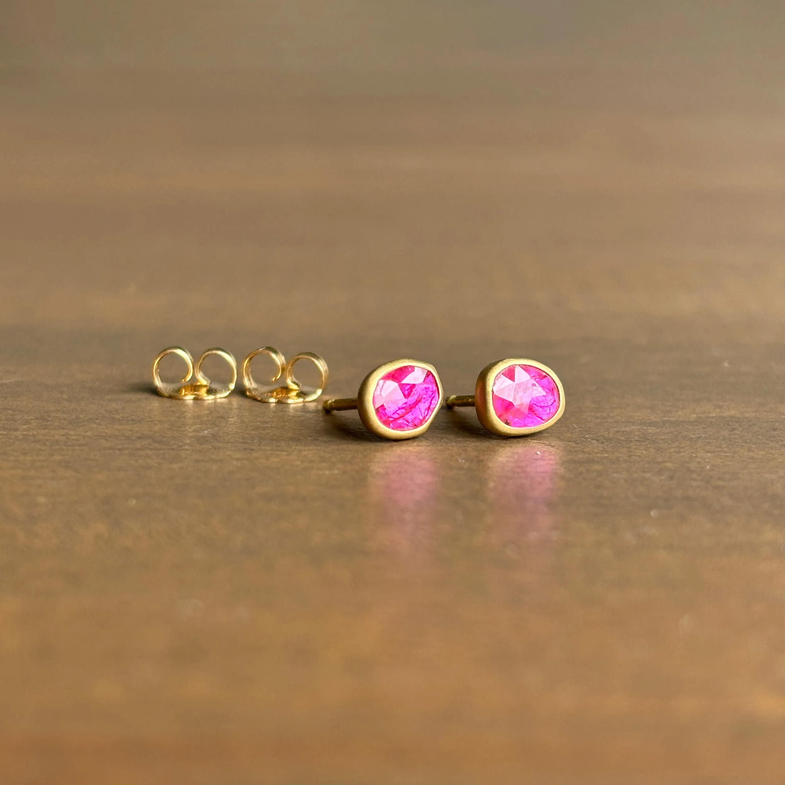 Ruby Pebble Stud Earrings