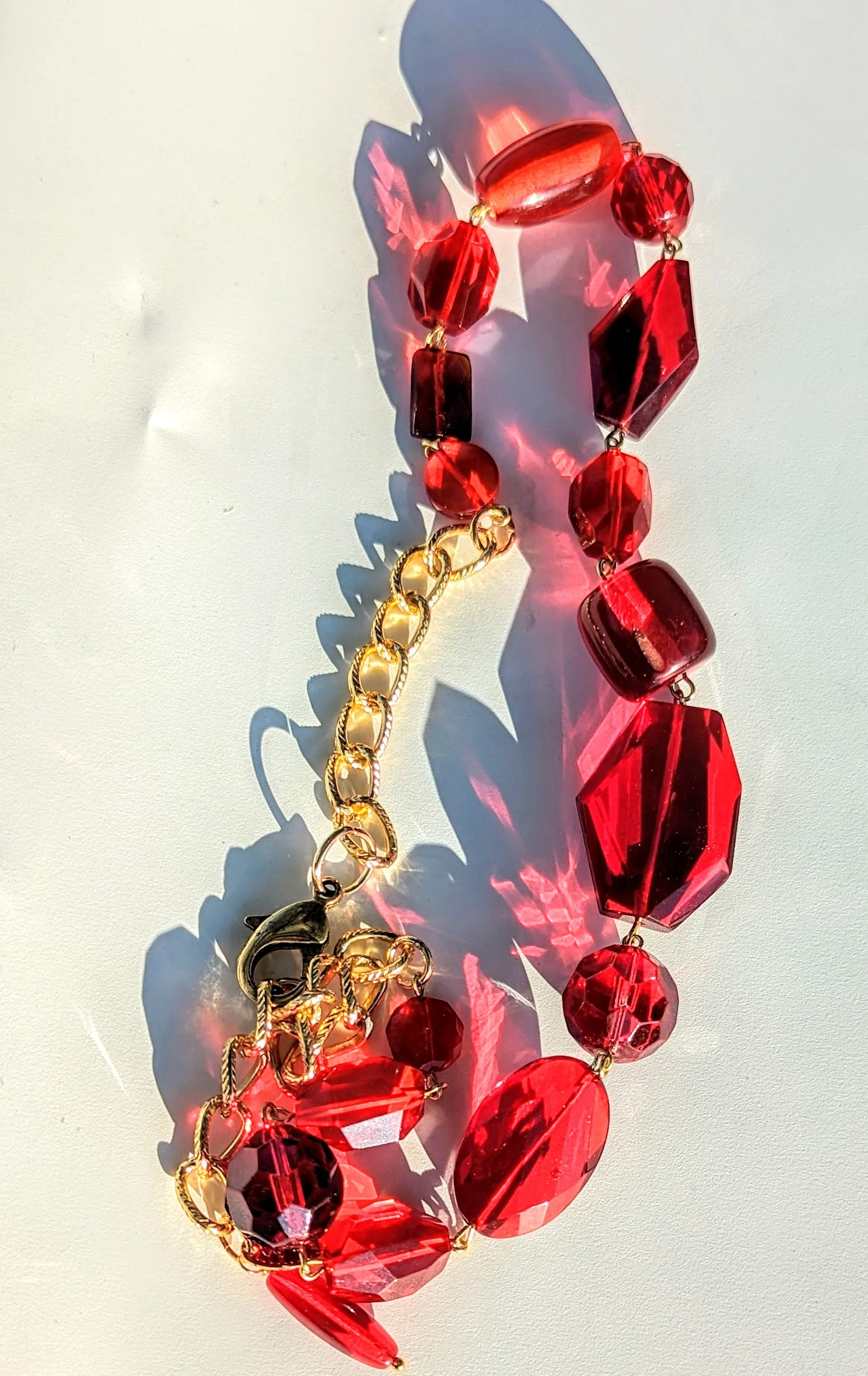 Ruby Red Glass Holiday Art Necklace Gay Isber USA 1 of 1