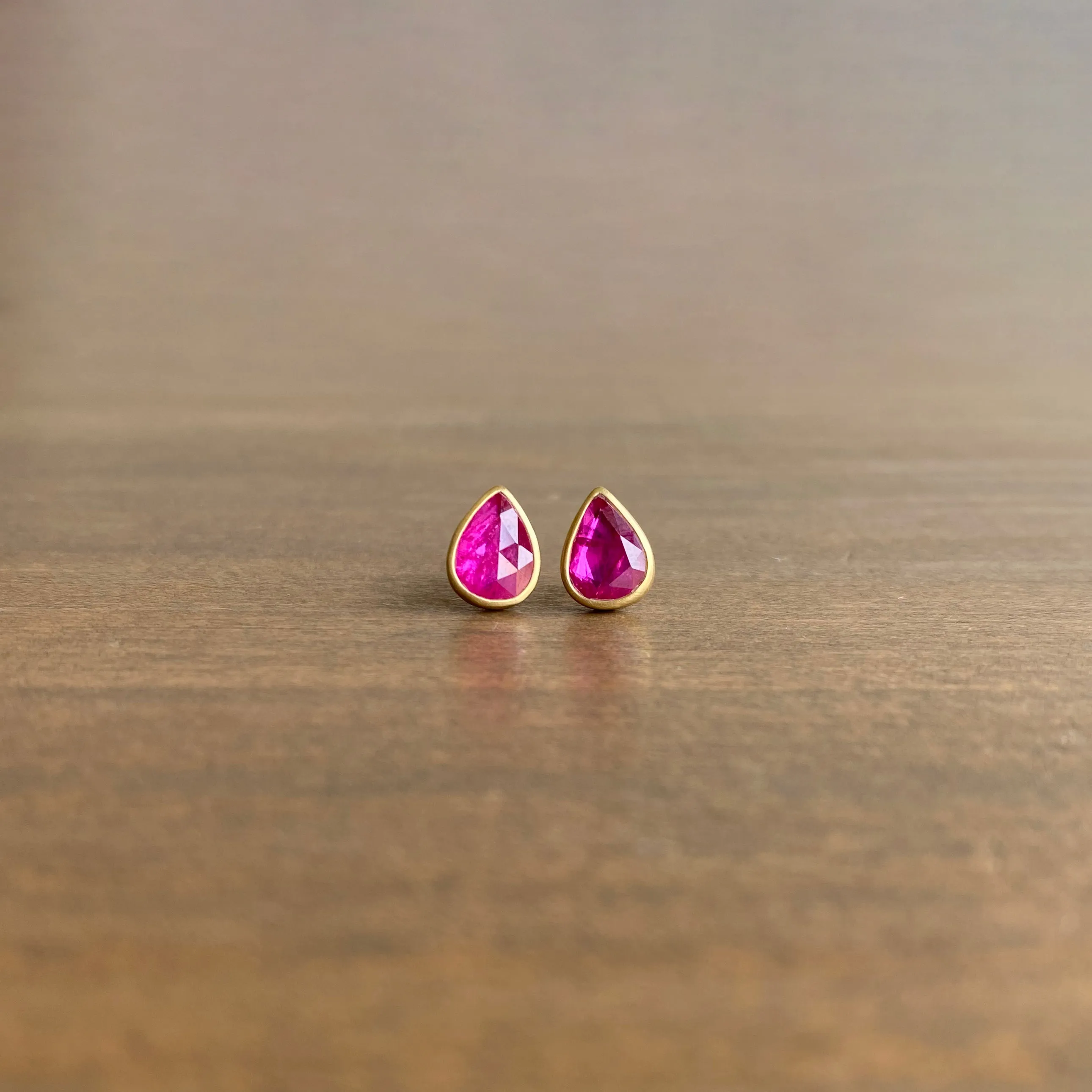 Ruby Teardrop Stud Earrings