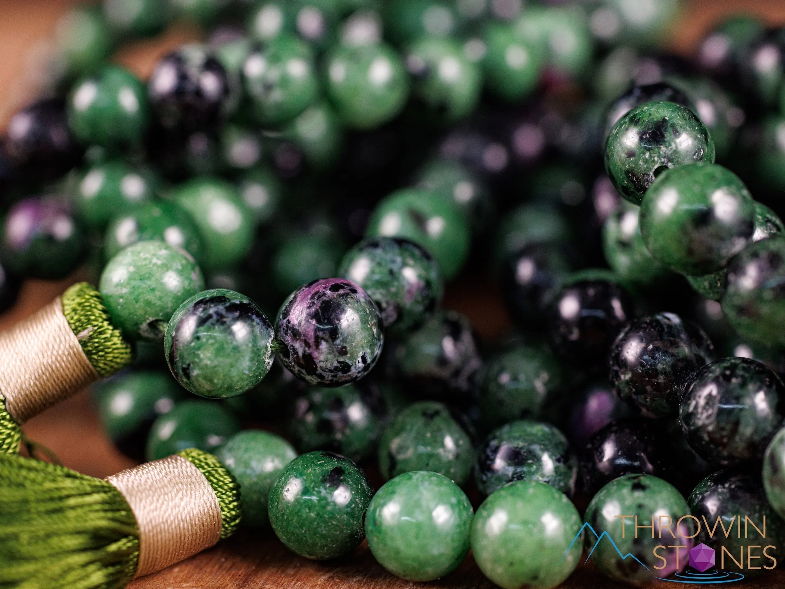 RUBY ZOISITE Crystal Necklace, Mala - Handmade Jewelry, Beaded Necklace, Healing Crystals and Stones,  E0120