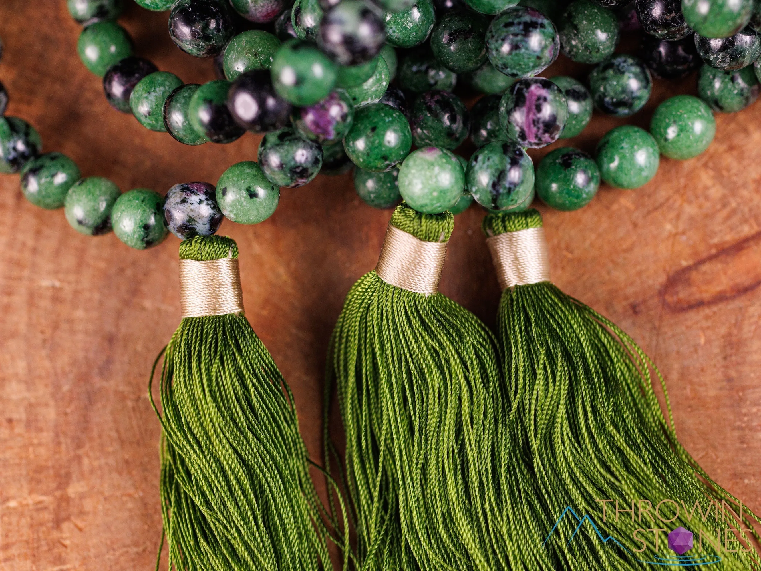 RUBY ZOISITE Crystal Necklace, Mala - Handmade Jewelry, Beaded Necklace, Healing Crystals and Stones,  E0120