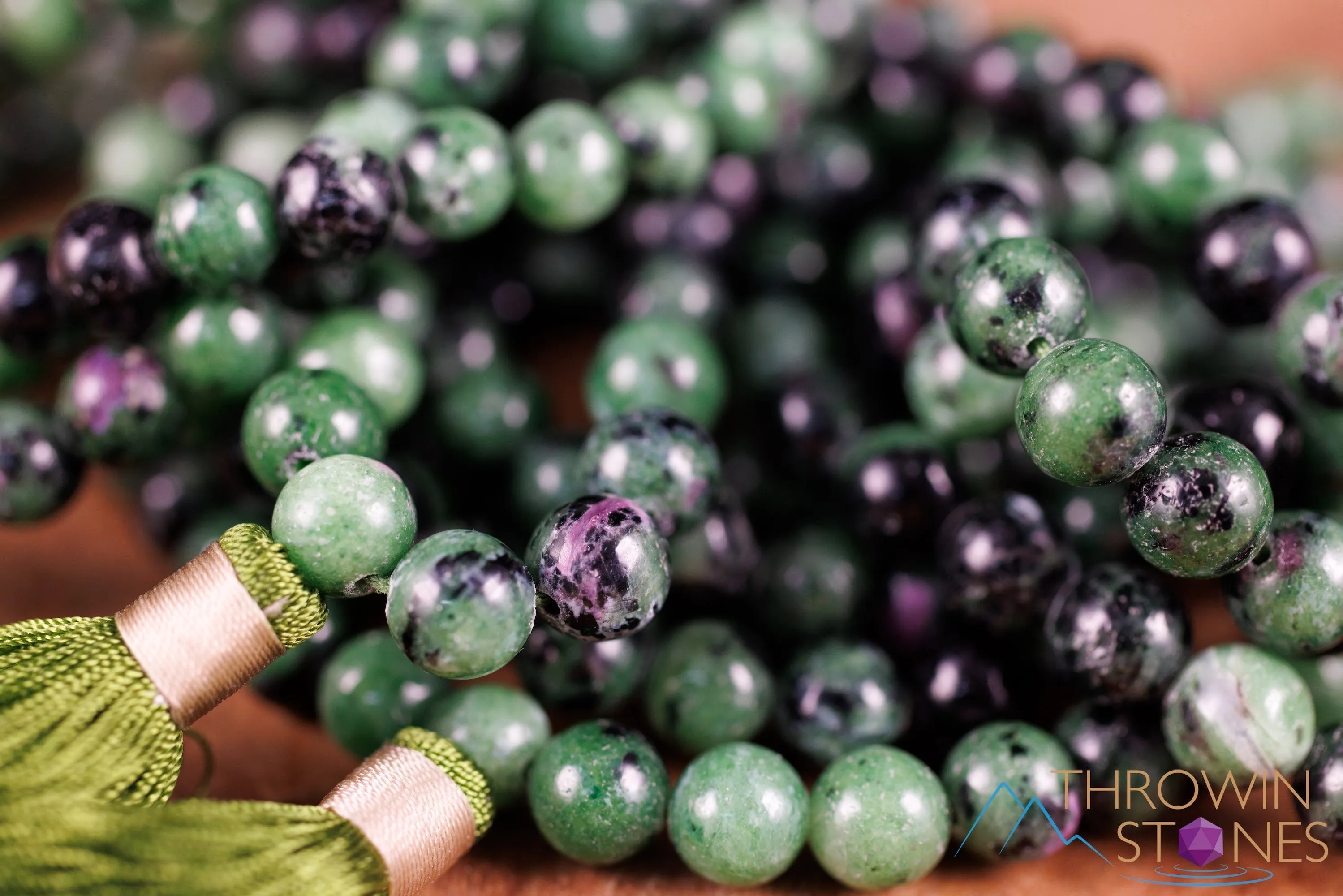 RUBY ZOISITE Crystal Necklace, Mala - Handmade Jewelry, Beaded Necklace, Healing Crystals and Stones,  E0120