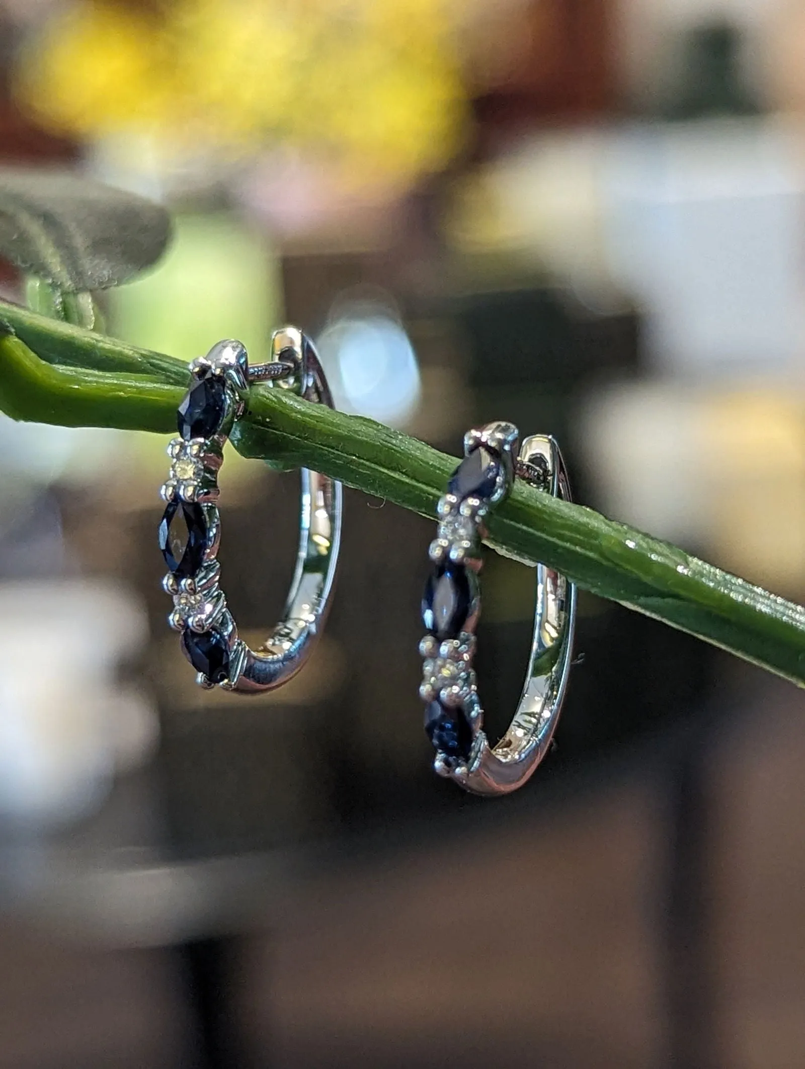 Sapphire & Diamond Hoops