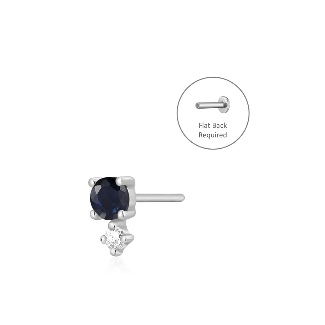 SEPTEMBER | Blue and White Sapphire Threadless Flatback Earring