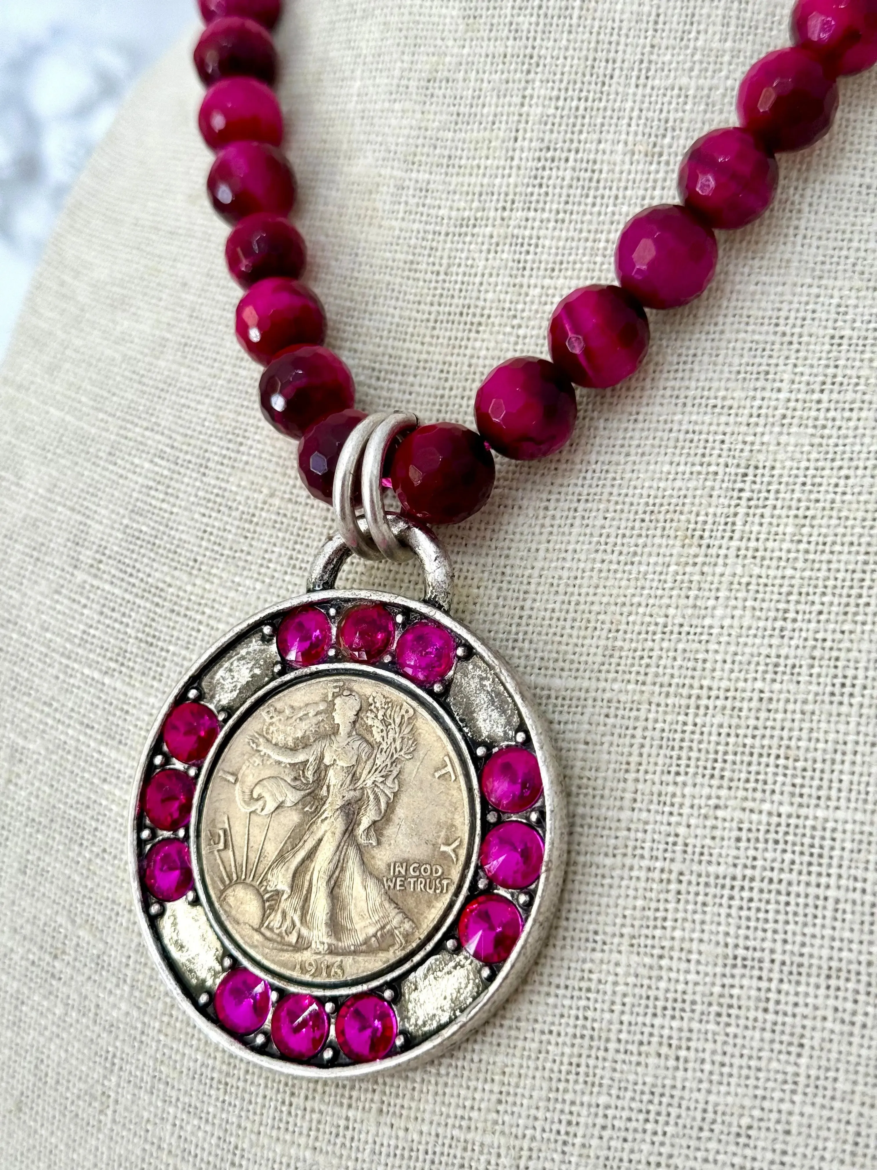 Sicily Goddess Necklace - Fuchsia