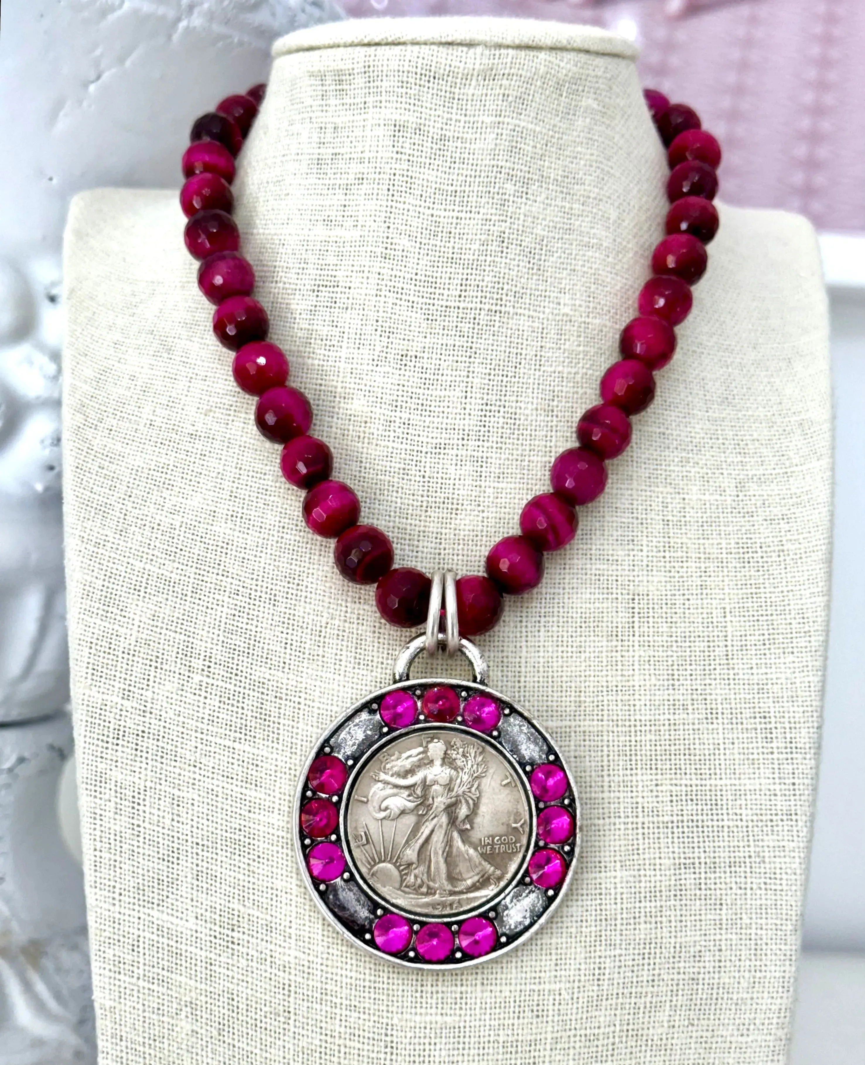 Sicily Goddess Necklace - Fuchsia
