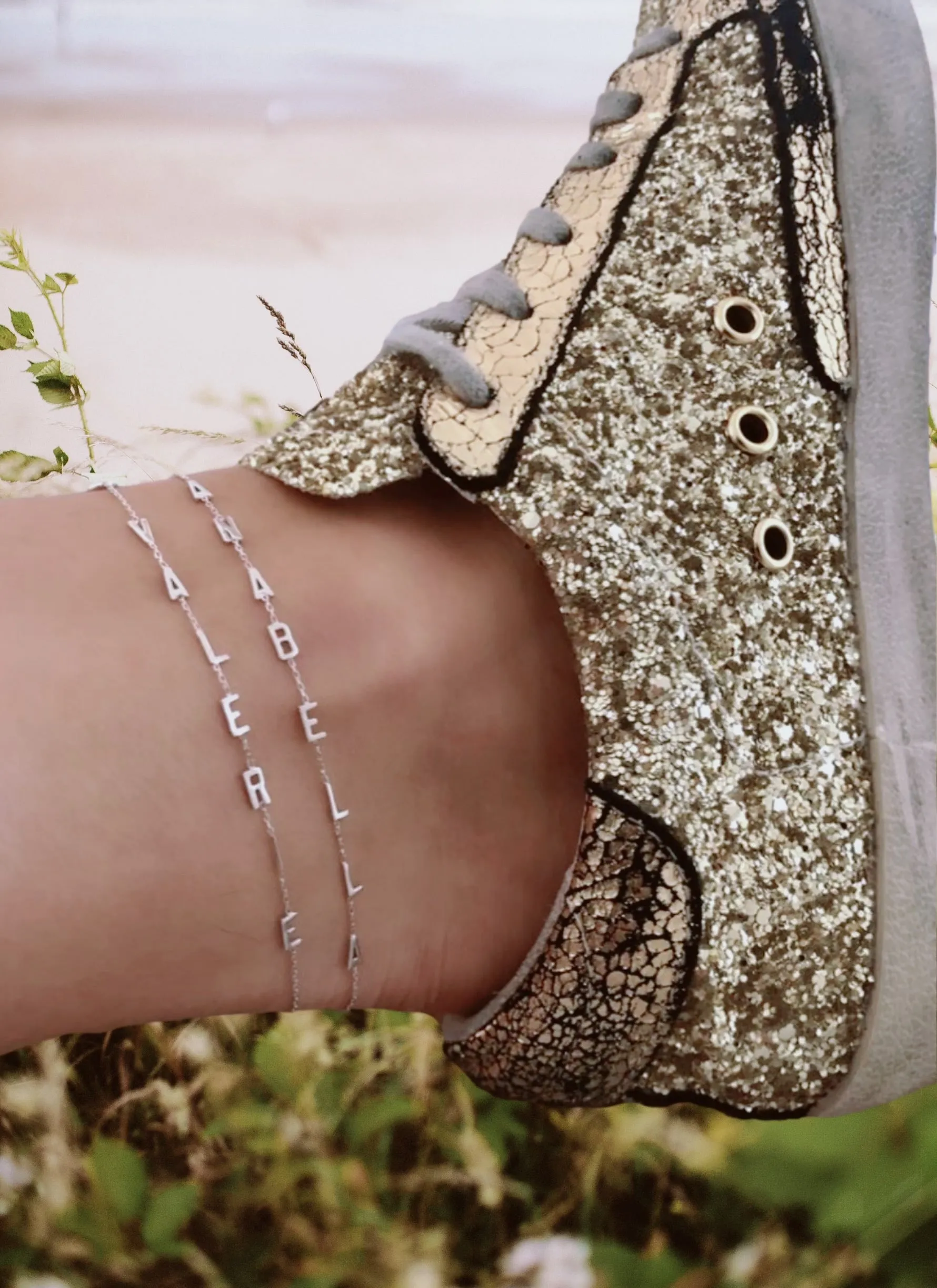 Sideways Mini Initials Anklet