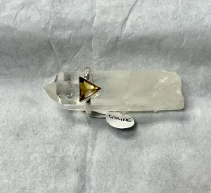 Silver Natural Citrine Faced Point Ring Size 8