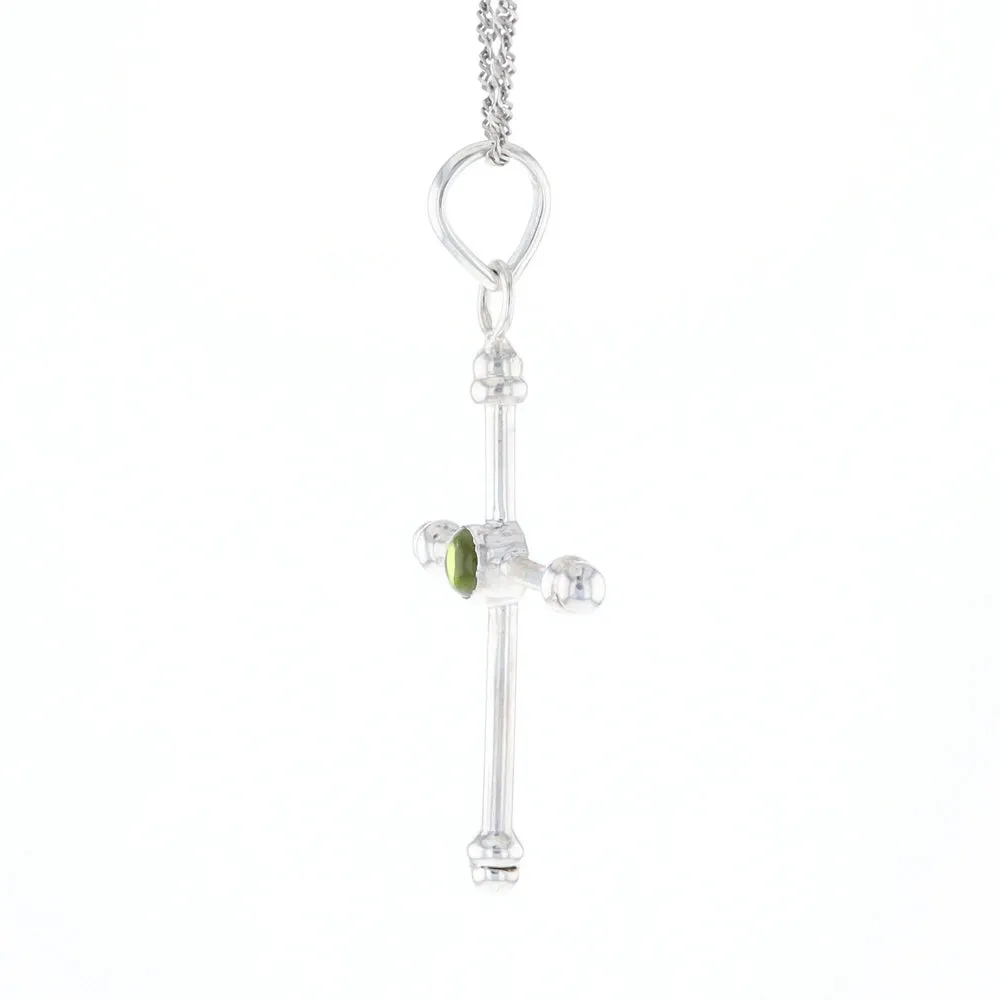 Silver Peridot Cross