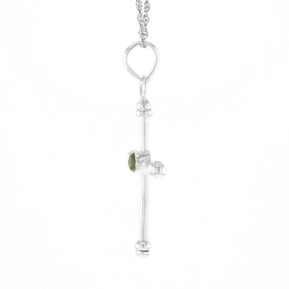 Silver Peridot Cross