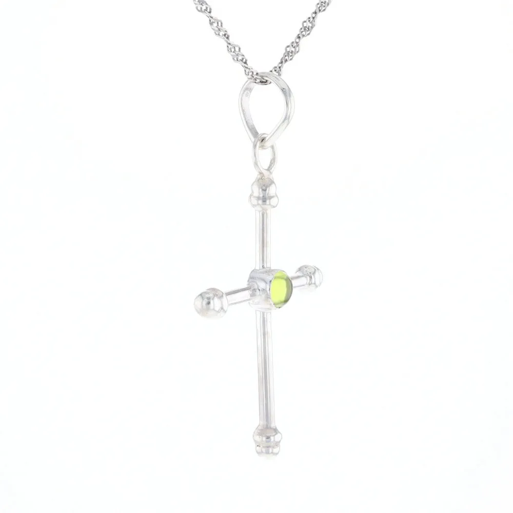 Silver Peridot Cross