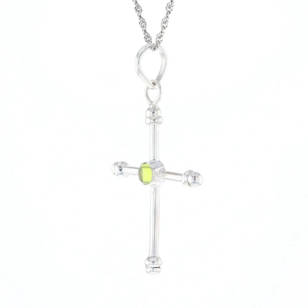 Silver Peridot Cross
