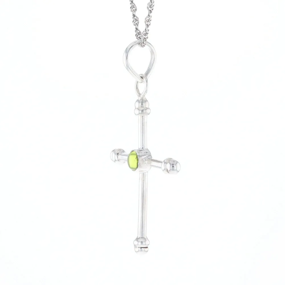 Silver Peridot Cross