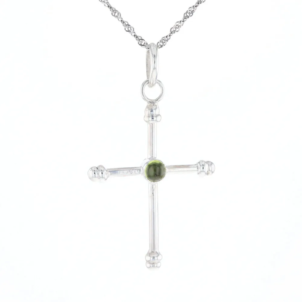Silver Peridot Cross