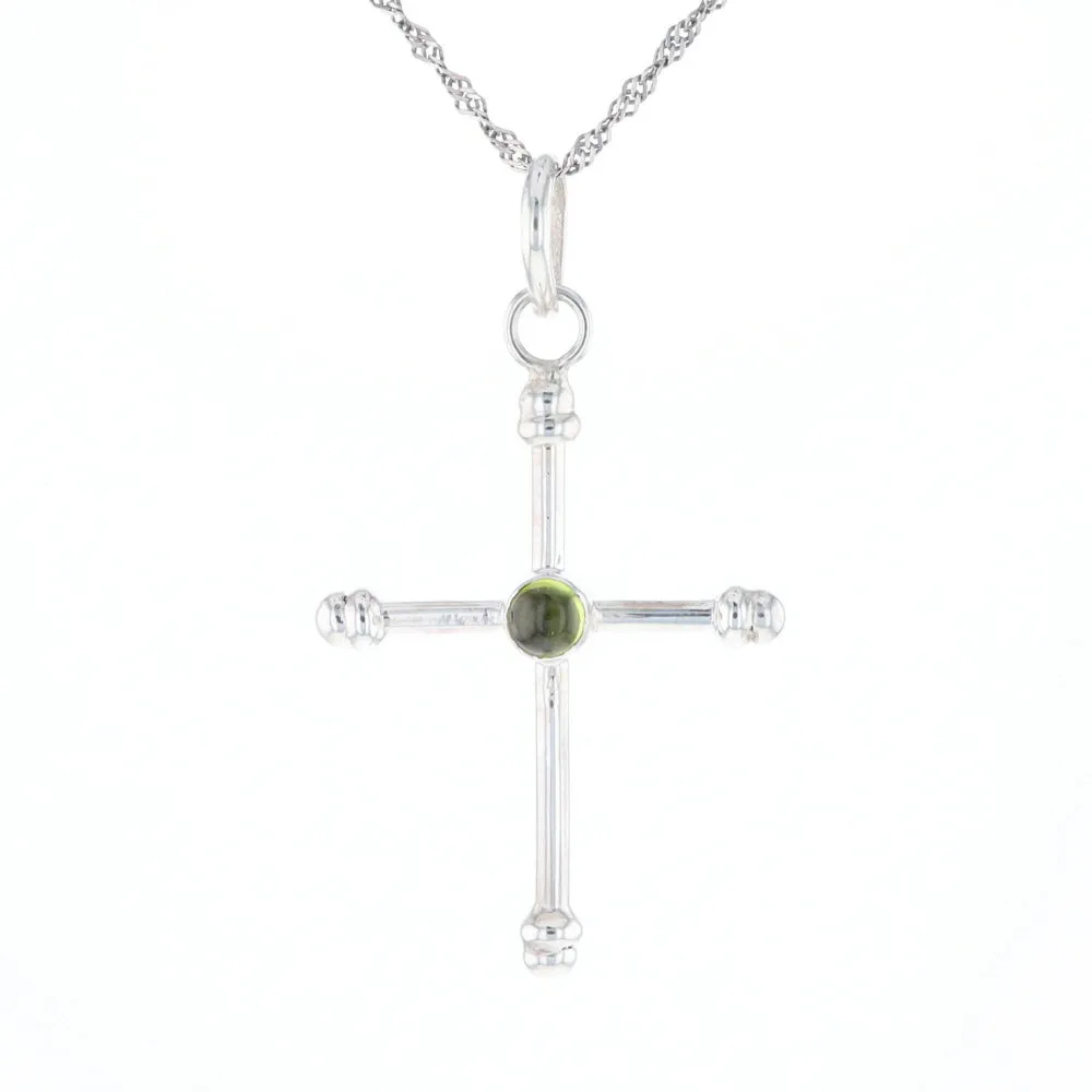 Silver Peridot Cross
