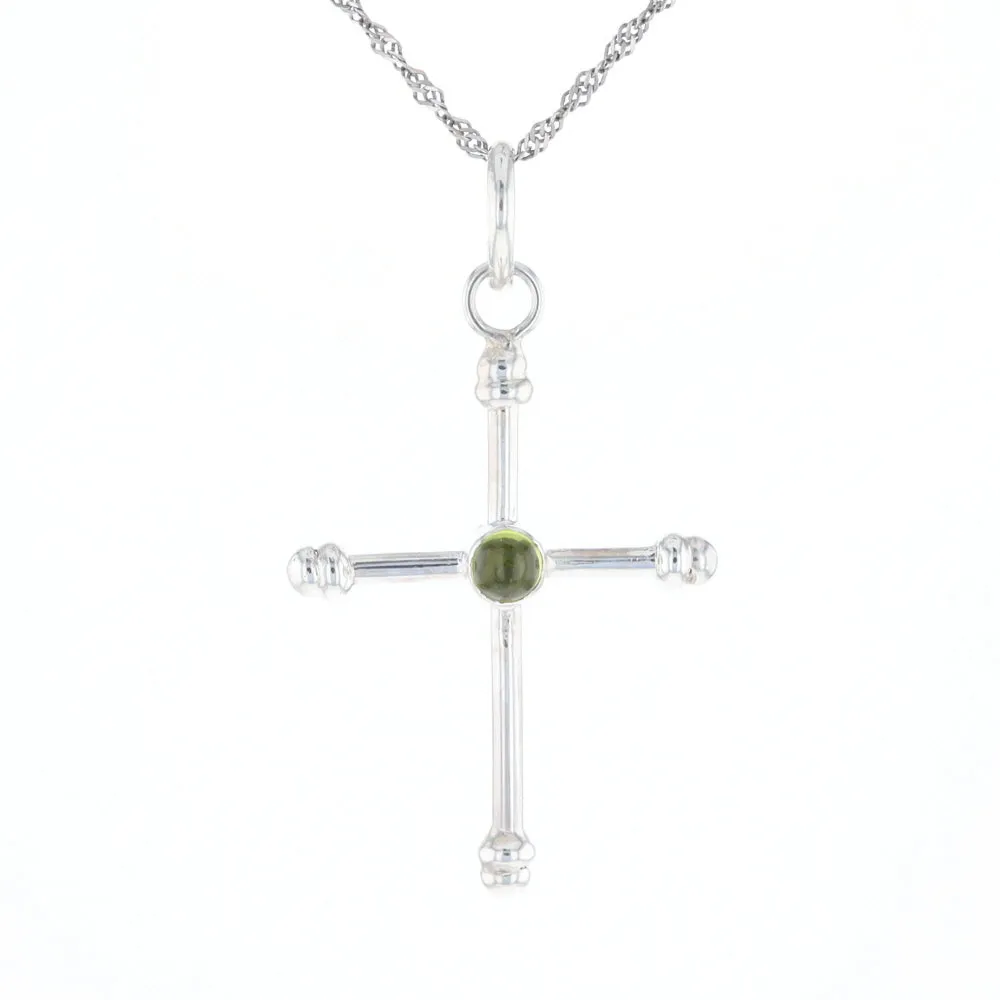 Silver Peridot Cross