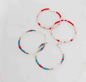 SIMPLY BEADED WIRE HOOP EARRINGS