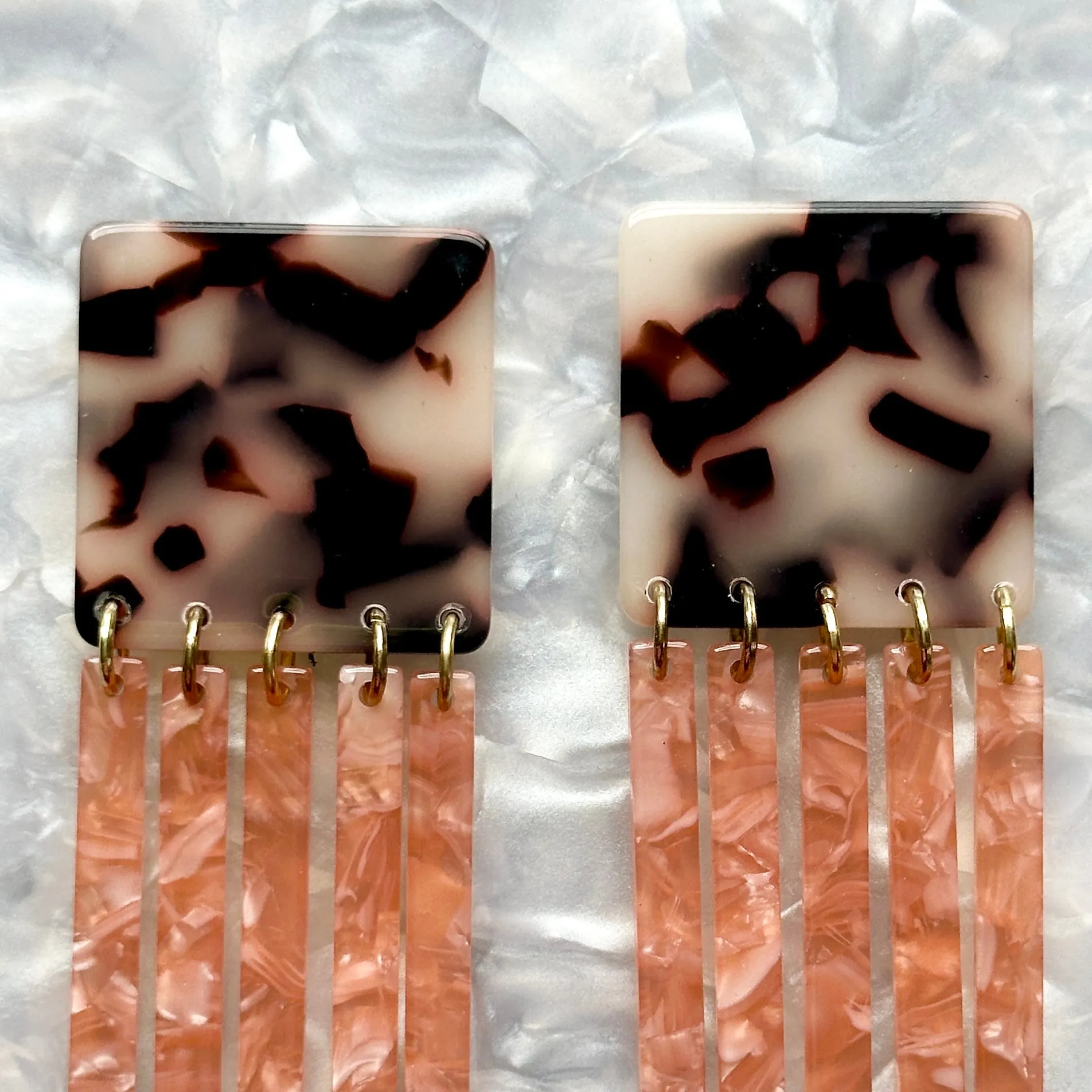 Square Fringe Earrings in Let's Behave