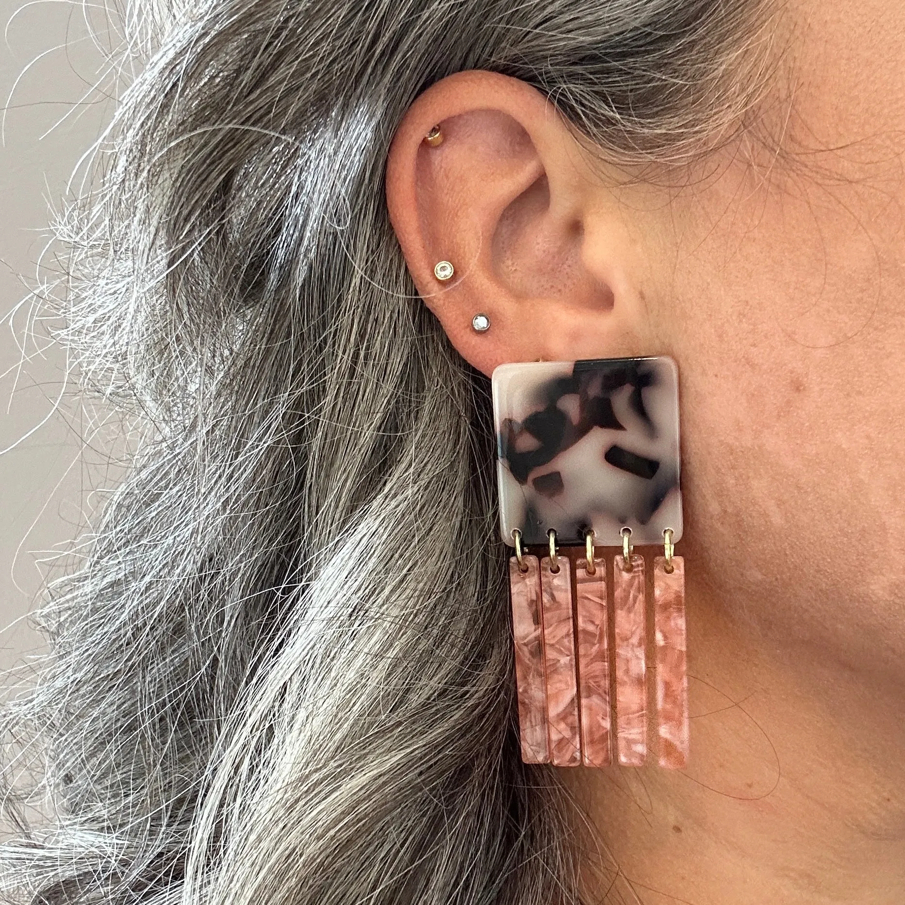 Square Fringe Earrings in Let's Behave
