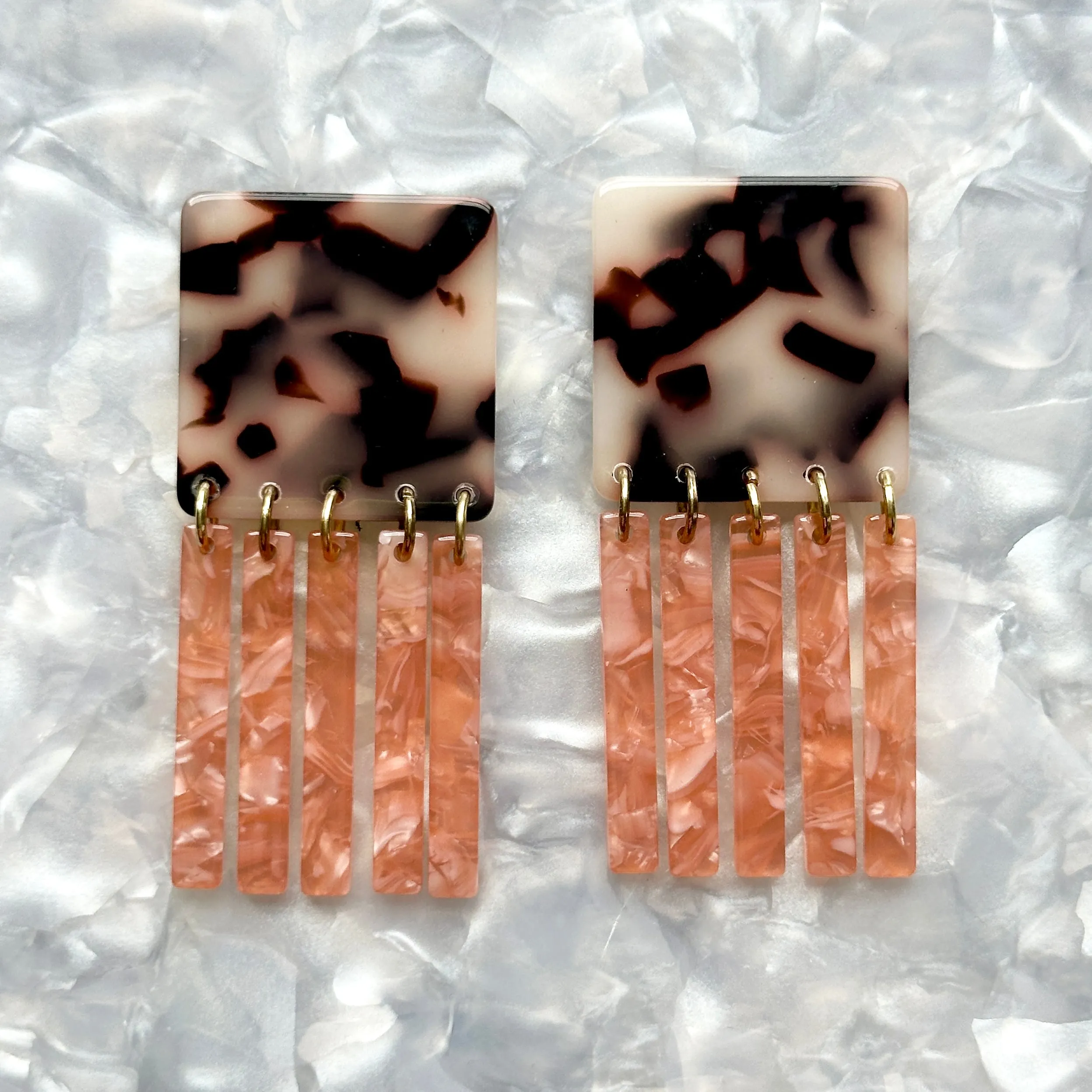 Square Fringe Earrings in Let's Behave