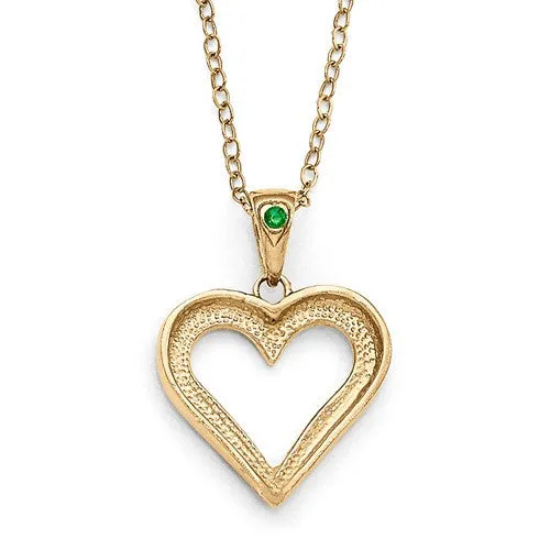 Sterling Silver & Gold-Plated Diamond & Emerald Heart Necklace